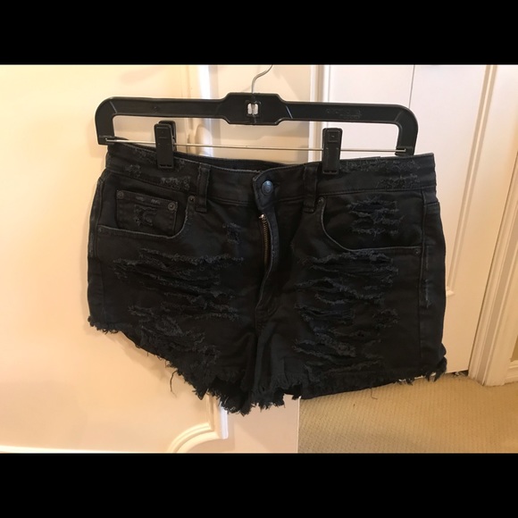 American Eagle Black Distressed Cut-Offs - Picture 1 of 4